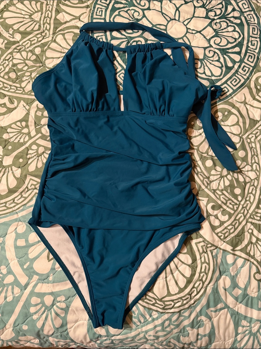 NWOT Teal One-Piece Halter Swimsuit
